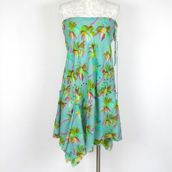 Back East Dresses & Skirts - Back East Strapless Tropical Dress M 8 10 Palms
